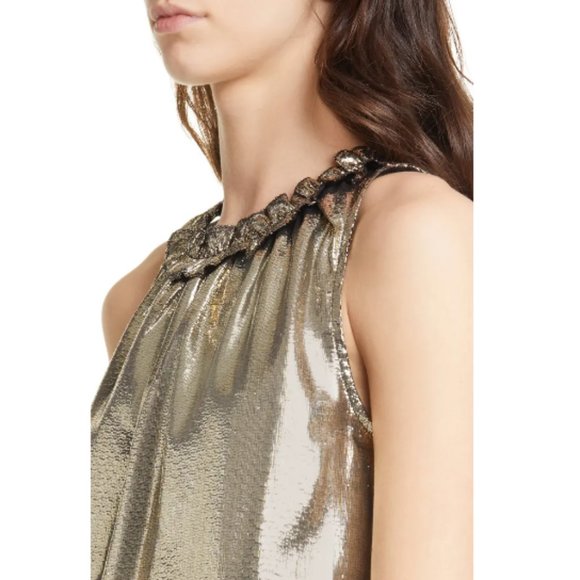 Dolan Gold Prasong Silk High Neck Ruffle Tank - Picture 14 of 16